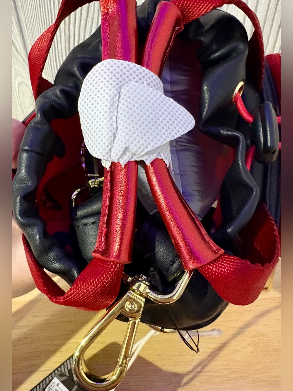 Disney Loungefly Mickey Embossed Black Red Water Bottle Crossbody Bag NWT - Picture 6 of 6